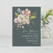 Custom Dark Green White Pink Forever Love Hochzeit Einladung (Stehend Vorderseite)