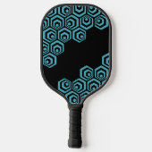 Custom Dark Hexagon Polygon Retro Art Muster Pickleball Schläger (Rückseite)