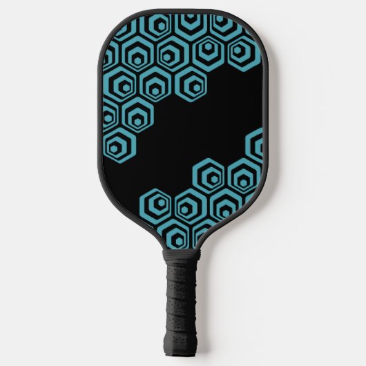 Custom Dark Hexagon Polygon Retro Art Muster Pickleball Schläger (Rückseite)
