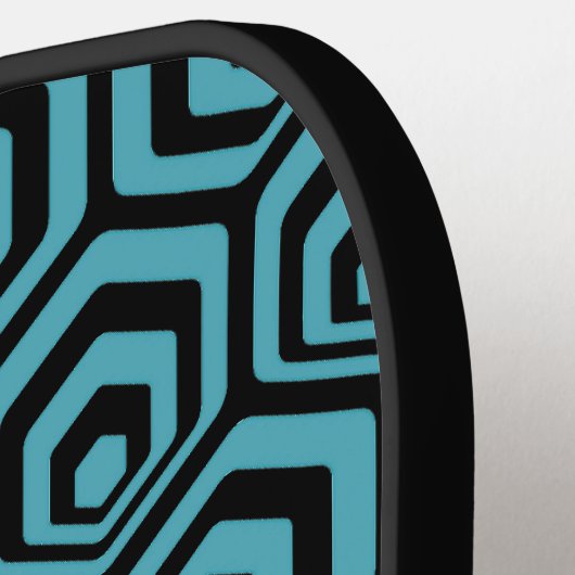 Custom Dark Hexagon Polygon Retro Art Muster Pickleball Schläger (Linke Seite)