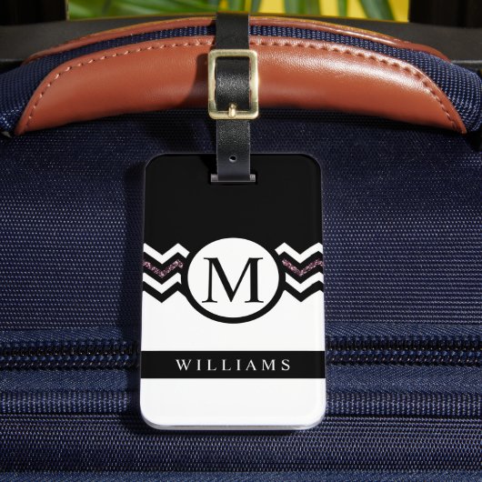 Custom Dark Lila Blue Yellow Zickzack Pattern Gepäckanhänger (Vorderseite Insitu 2)