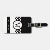 Custom Dark Lila Blue Yellow Zickzack Pattern Gepäckanhänger (Vorderseite horizontal)