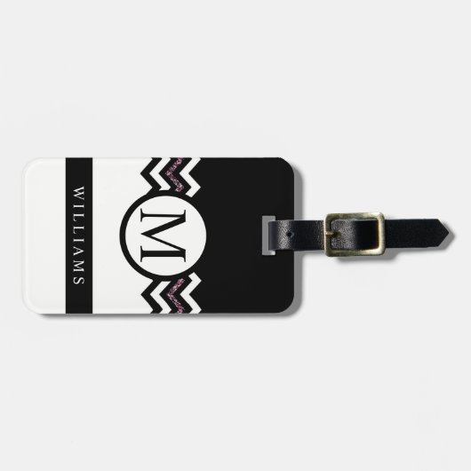 Custom Dark Lila Blue Yellow Zickzack Pattern Gepäckanhänger (Vorderseite horizontal)