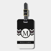 Custom Dark Lila Blue Yellow Zickzack Pattern Gepäckanhänger (Vorderseite vertikal)