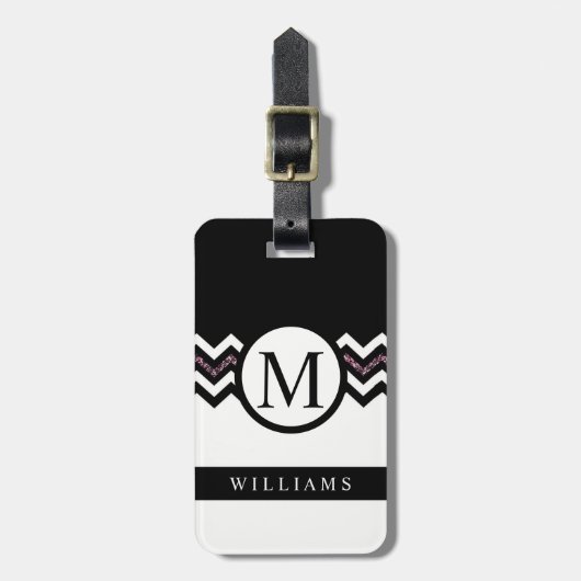 Custom Dark Lila Blue Yellow Zickzack Pattern Gepäckanhänger (Vorderseite vertikal)