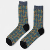 Custom Dark Navy Blue Green Geometric Muster Socken (Linkes Detail)