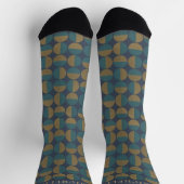 Custom Dark Navy Blue Green Geometric Muster Socken (Oben)