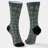 Custom Dark Navy Blue Green Geometric Muster Socken (Gewinkelt)
