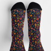 Custom Dark Navy Blue Orange Paisley Muster Socken (Oben)
