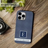 Custom Dark Navy Blue White Polka Dot Design Case-Mate iPhone Hülle