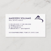 Custom Dark Navy Blue White Real Anwesen Agent Visitenkarte (Rückseite)