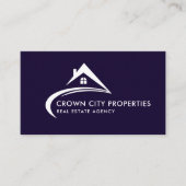 Custom Dark Navy Blue White Real Anwesen Agent Visitenkarte (Vorderseite)