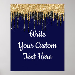 Custom Dark Navy Gold Glitzer Geburtstag Foto Prop Poster