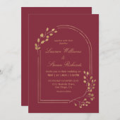 Custom Dark Red Maroon Eucalyptus Blätter Einladung (Vorne/Hinten)