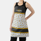 Custom Dark Schwarz-weiß Yellow Daisy Muster Schürze (InSitu)