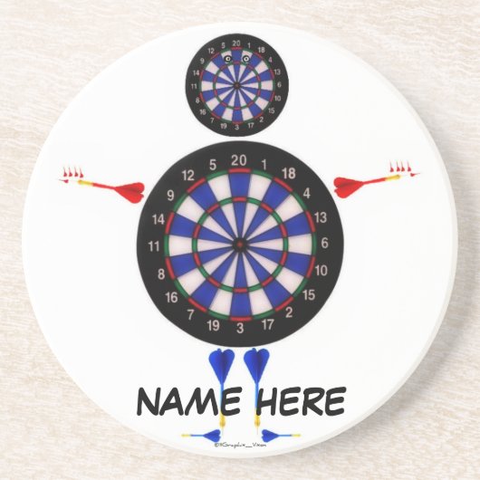 Custom Dart Board Man Fun Sandstein Untersetzer (Vorne)