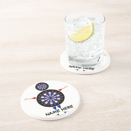 Custom Dart Board Man Fun Sandstein Untersetzer (Seite)