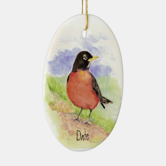 Custom Date, American Robin Christmas Ornament (Rechts)