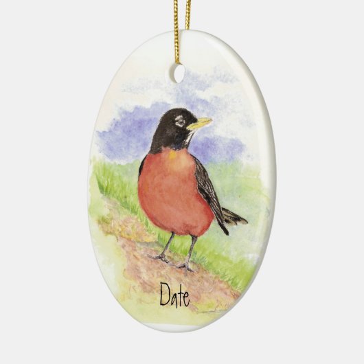 Custom Date, American Robin Christmas Ornament (Links)