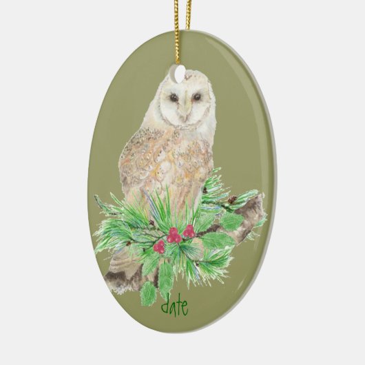 Custom Date Christmas Barn Owl Ornament (Links)