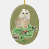 Custom Date Christmas Barn Owl Ornament (Vorne)