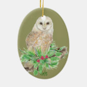 Custom Date Christmas Barn Owl Ornament (Hinten)