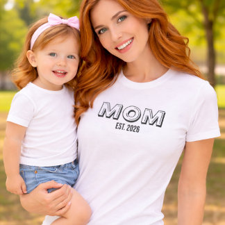 Custom Date Established Mom Black Script T-Shirt