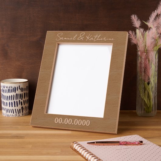 Custom Date & Names Rustic Wood Geätzte Rahmen (Links)