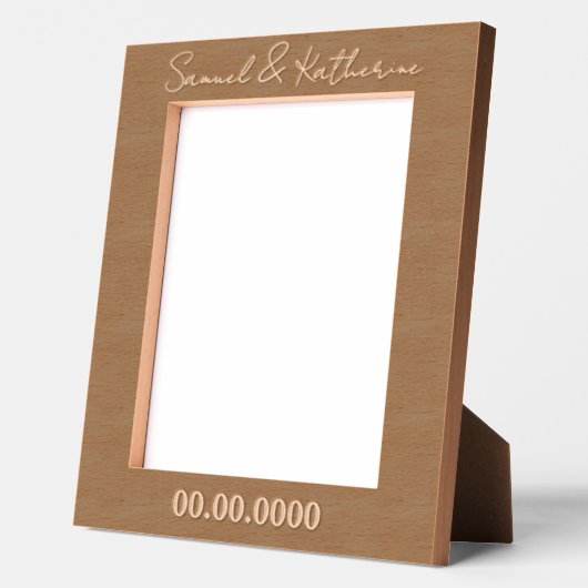 Custom Date & Names Rustic Wood Geätzte Rahmen (Links)