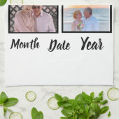 Custom Date Wedding Anniversary 4 Foto Collage Geschirrtuch (Gefaltet)