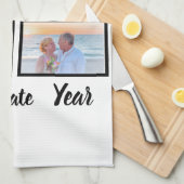 Custom Date Wedding Anniversary 4 Foto Collage Geschirrtuch (Viertel Falte)
