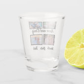 Custom Date Wedding Anniversary 4 Foto Collage Schnapsglas (Rückseite)