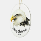 Custom Dated Bald Eagle Owl Bird Frohe Weihnachten Keramik Ornament (Links)