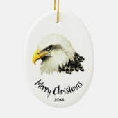 Custom Dated Bald Eagle Owl Bird Merry Christmas Keramik Ornament (Hinten)