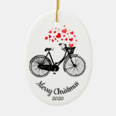 Custom Dated Christmas Bike Liebe Hört Keramikornament (Vorne)