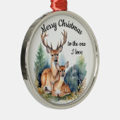 Custom Dated Christmas Deer One I Liebe Ornament Aus Metall (Rechts)