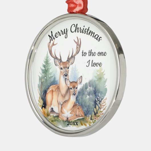 Custom Dated Christmas Deer One I Liebe Ornament Aus Metall (Links)