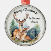 Custom Dated Christmas Deer One I Liebe Ornament Aus Metall (Vorne)