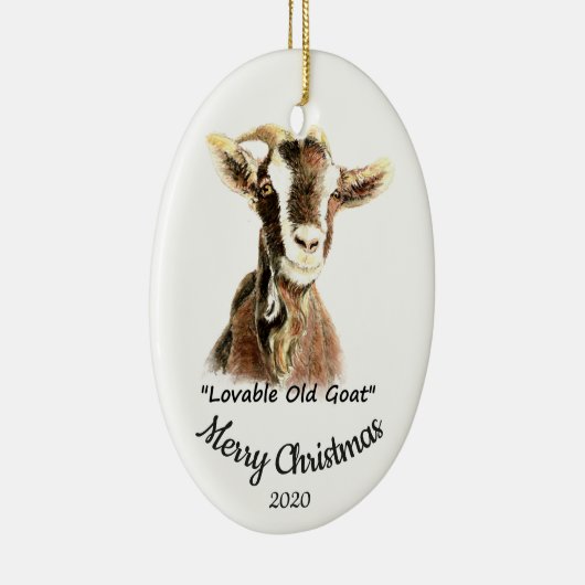 Custom Dated Christmas Lovable Old Goat Fun Keramik Ornament (Rechts)