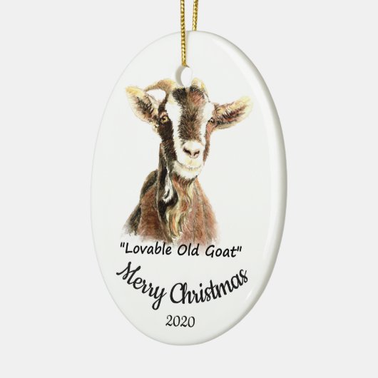 Custom Dated Christmas Lovable Old Goat Fun Keramik Ornament (Links)