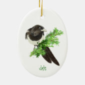 Custom Dated Christmas Magpie Ornament (Hinten)
