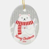 Custom Dated Christmas Polar Bear Cute Animal Keramik Ornament (Hinten)