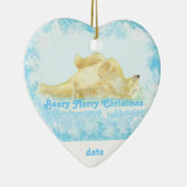 Custom Dated Christmas Polar Bear Fun Keramikornament (Rechts)