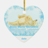 Custom Dated Christmas Polar Bear Fun Keramikornament (Vorne)