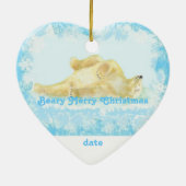Custom Dated Christmas Polar Bear Fun Keramikornament (Hinten)