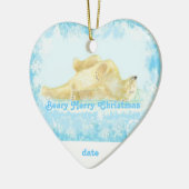 Custom Dated Christmas Polar Bear Fun Keramikornament (Links)