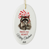 Custom Dated Christmas Raccoon Hier ist mein Herz Keramikornament (Rechts)