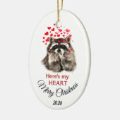 Custom Dated Christmas Raccoon Hier ist mein Herz Keramikornament (Links)