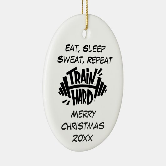 Custom Dated Christmas Train Hard Repeat Quote Keramik Ornament (Rechts)