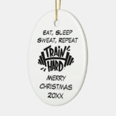 Custom Dated Christmas Train Hard Repeat Quote Keramik Ornament (Links)